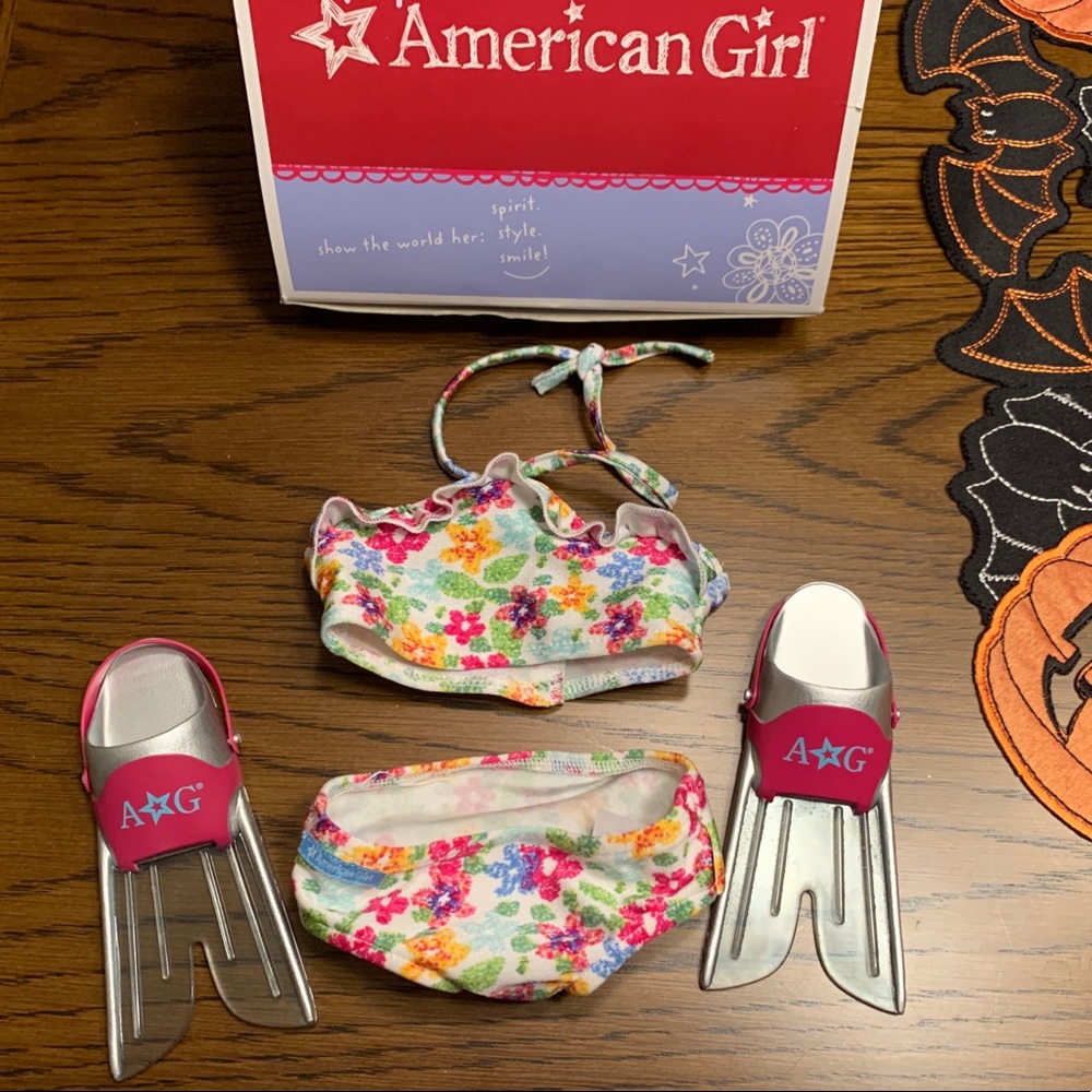 American Girl doll bathing suit and flippers